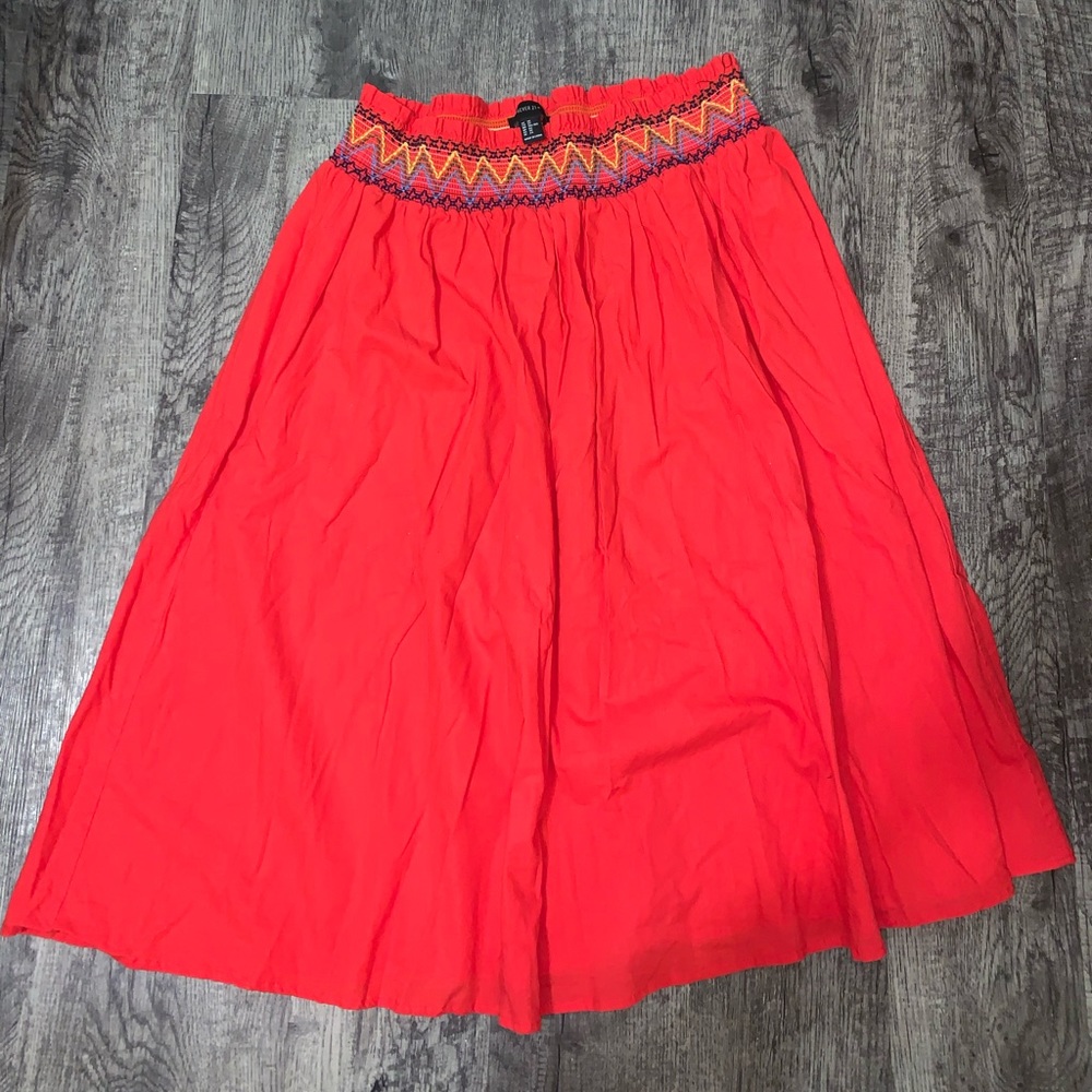 Orange Knee Length Skirt